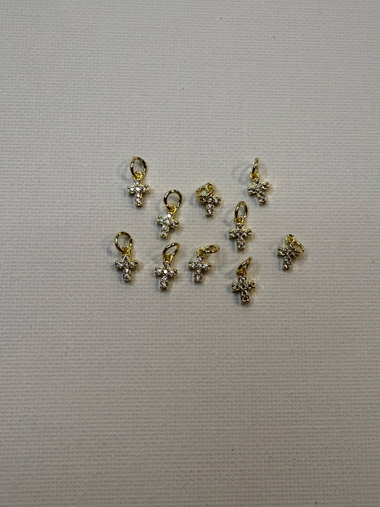 dainty gold rhinestone cross