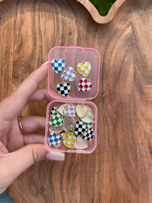 gold colorful check hearts