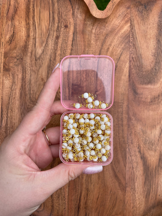 white pearl beads