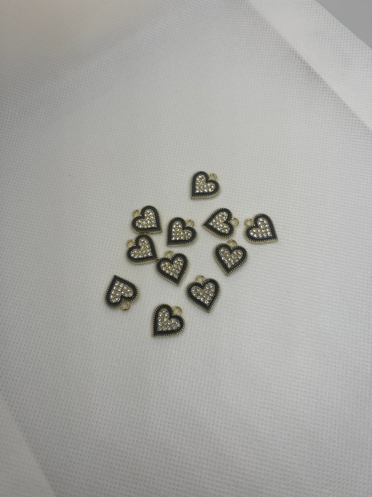 black and gold rhinestone hearts