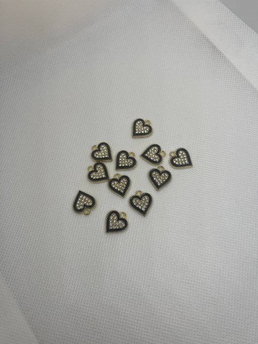 black and gold rhinestone hearts