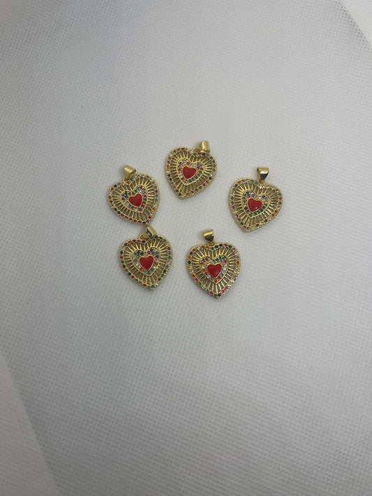 red colorful rhinestone hearts